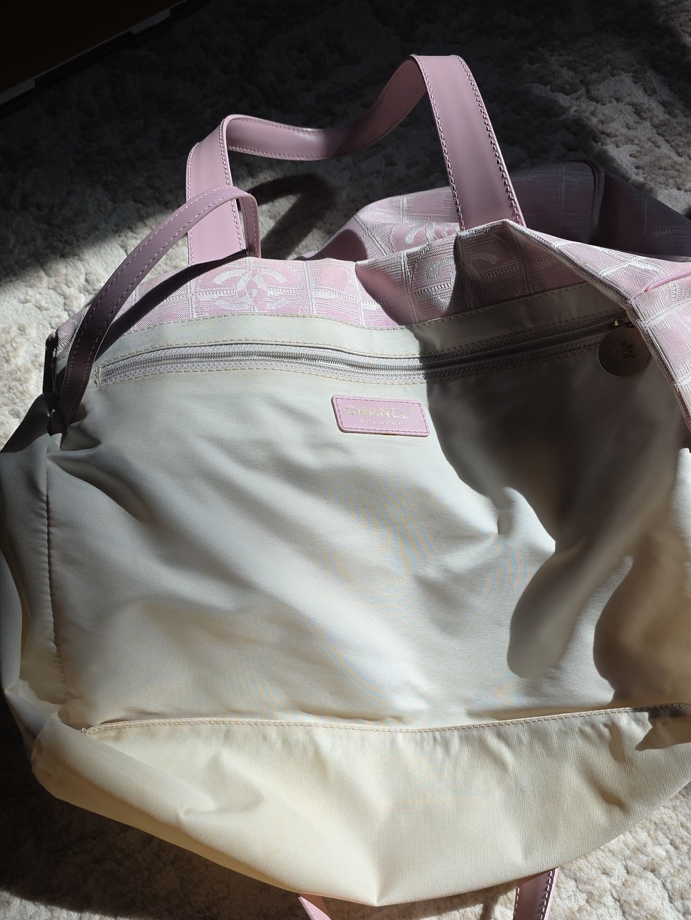 CHANEL Pink Nylon CC Logo Travel Line Tote Bag - Picture 8 of 16
